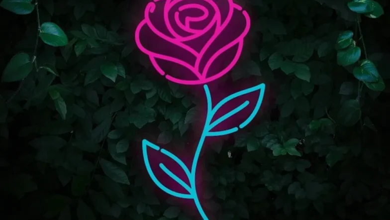 Neon Light Rose