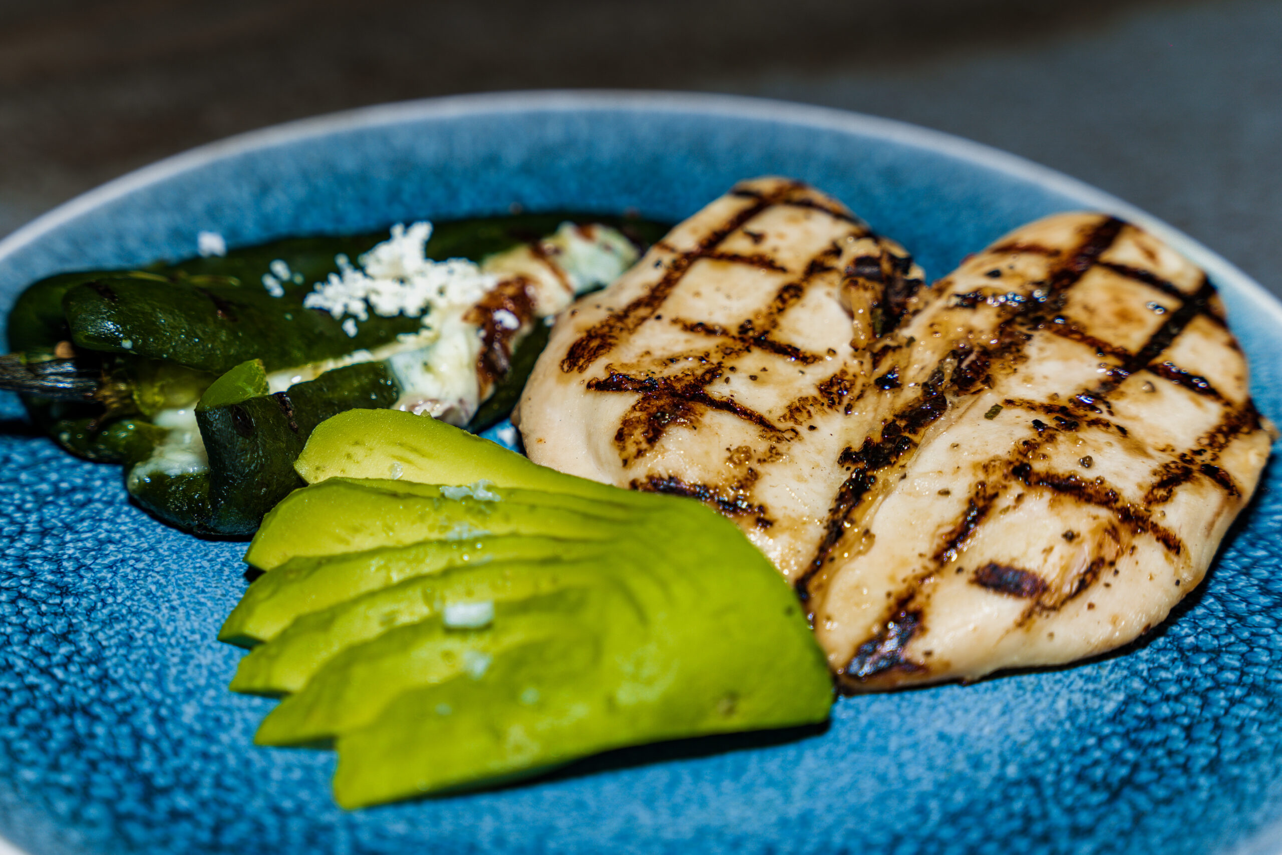 El Jefe’s Pollo chicken at La Neta Cocina y Lounge in Downtown Summerlin, Las Vegas, served with grilled poblano pepper and Salsa Verde